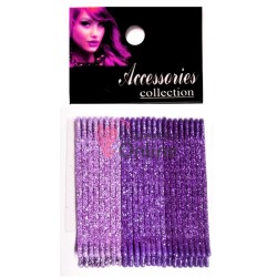 Agrafe pentru par AF026 set 24 bucati de 4,5 cm Mov cu Sclipici